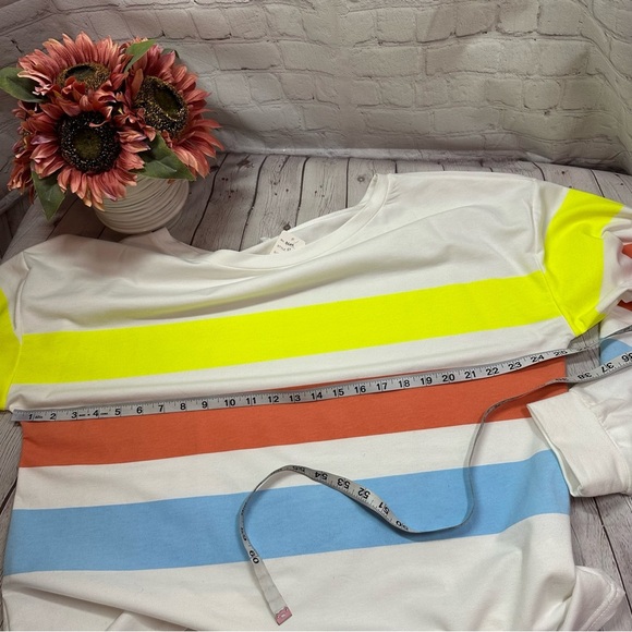 NWT Boutique Neon stripe fleece sweatshirt sweater weather casual sz XL - Picture 6 of 9